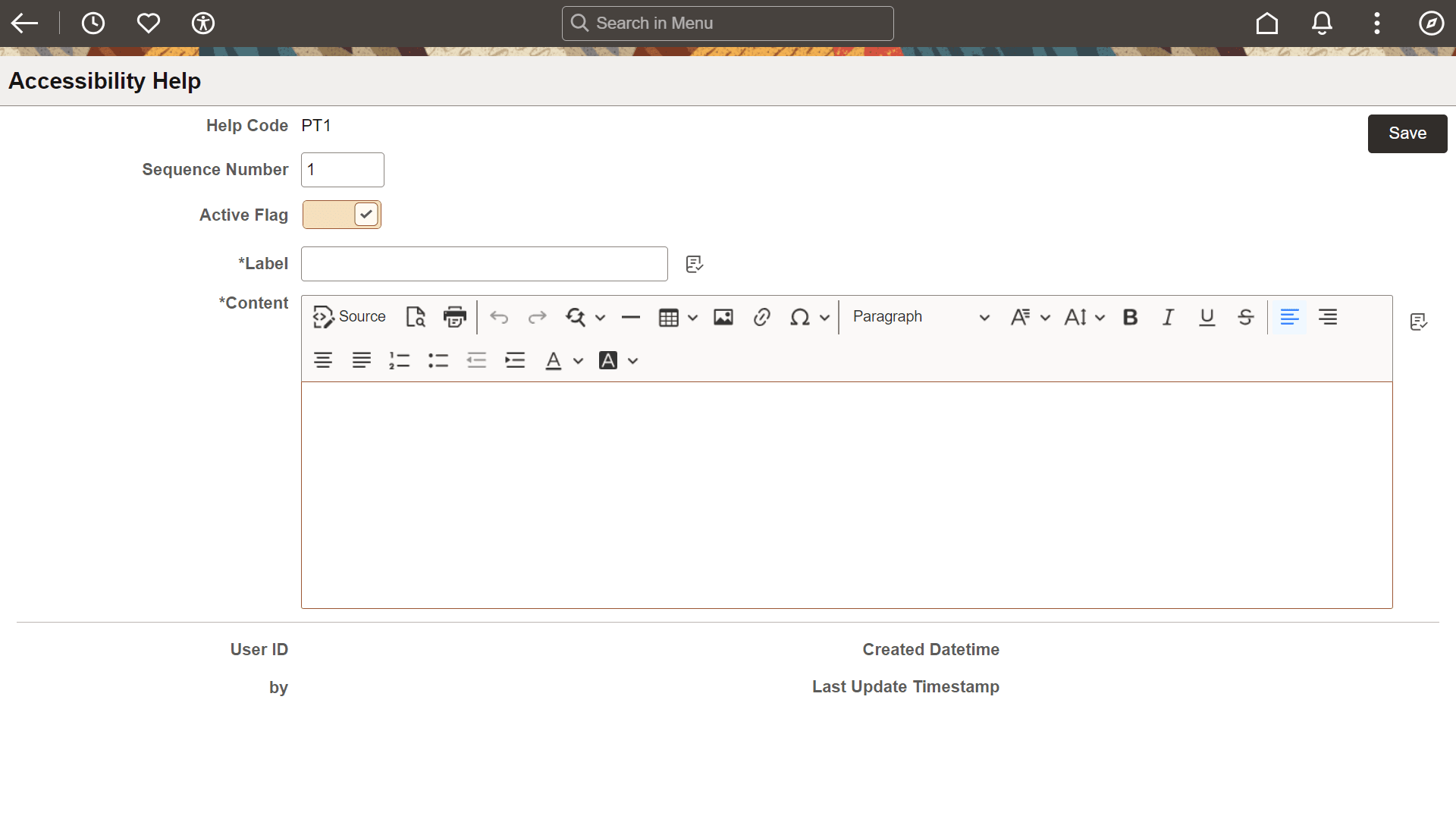 Define Accessibility Help page