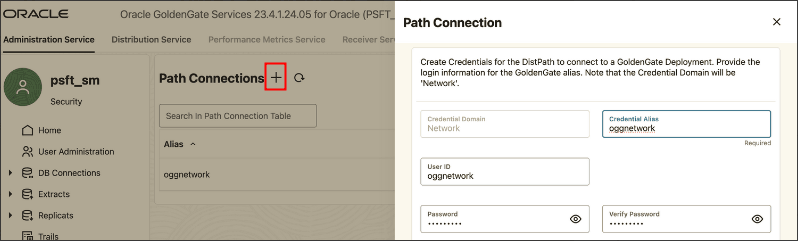 Oracle GoldenGate Service Manager - Path Connection