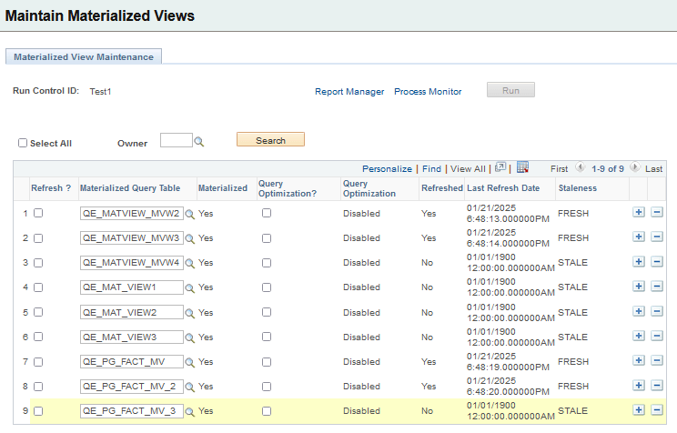 Materialized View Maintenance page in Db2 z/OS