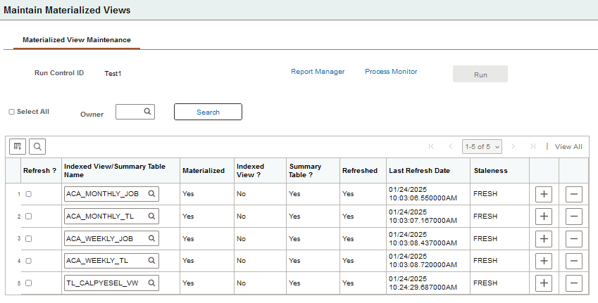Materialized View Maintenance page in Microsoft SQL Server database