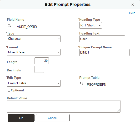 Edit Prompt Properties page.