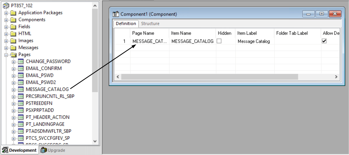 Dragging from the project workspace to a component
