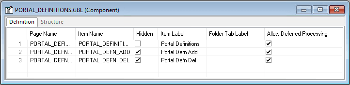 Component definition view
