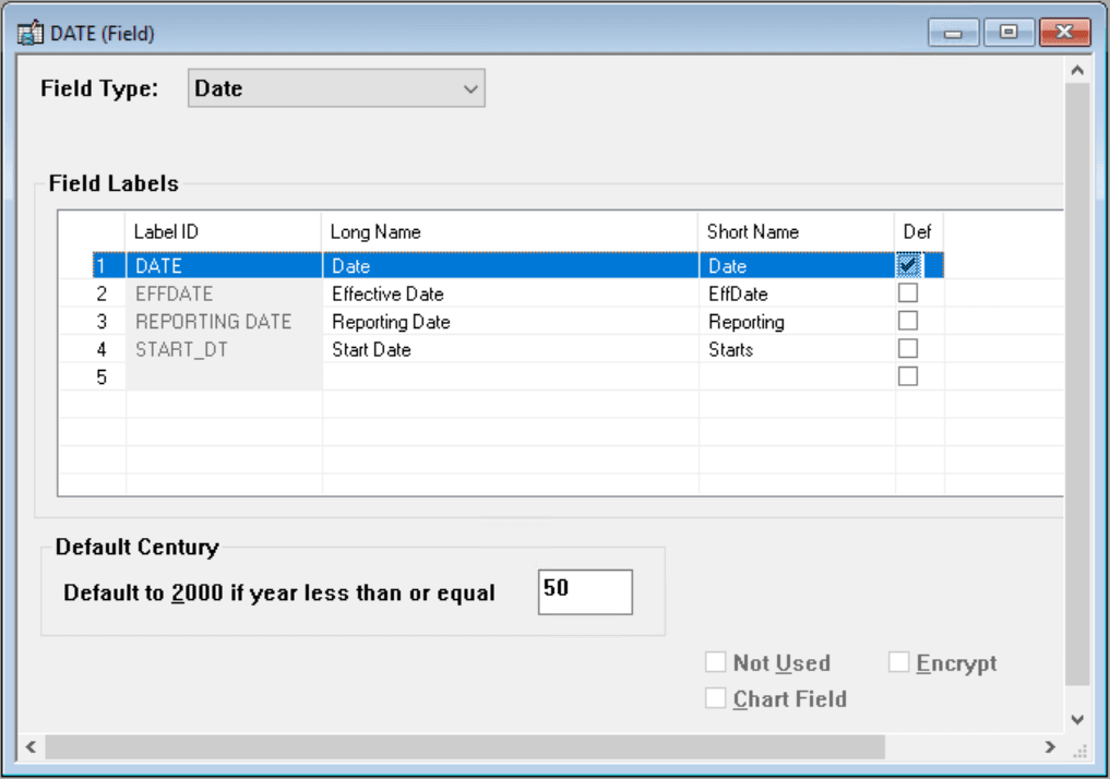 A date field showing multiple field labels