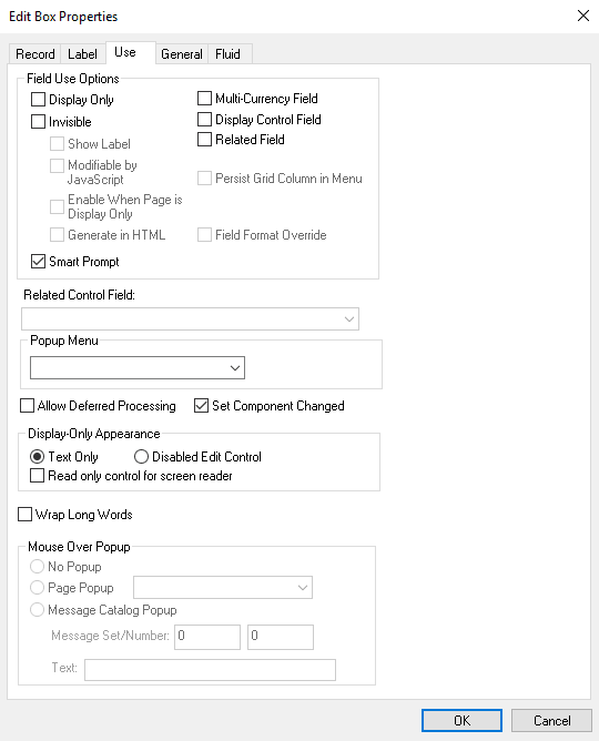 Edit Box Properties dialog box: Use tab