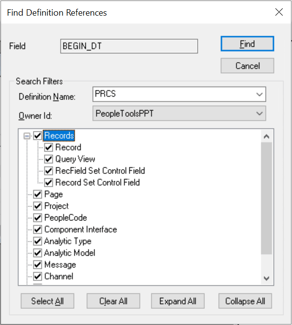 Find Definition References for Fields