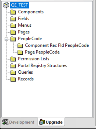 Example of the Upgrade view in the project workspace