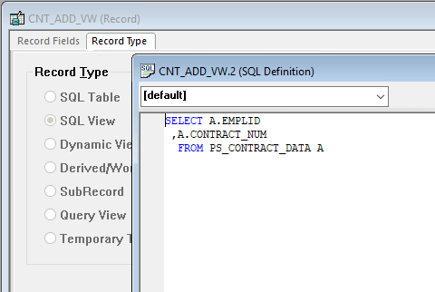 Example of updating the SQL view Select statement
