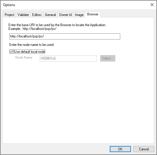 Options dialog box: Browser tab