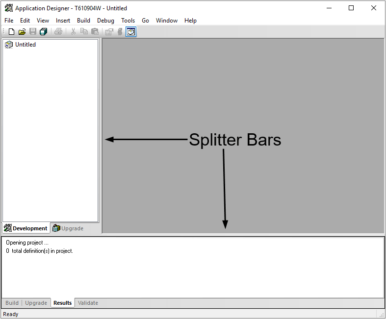 Example of Splitter bars used to resize a workspace