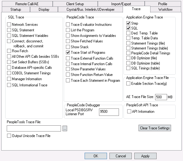 Log Analyzer for Application Engine by setting options in Configuration Manager