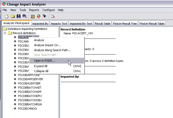 Open Definition in PSIDE popup