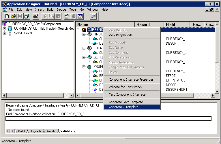 Option to generate C template