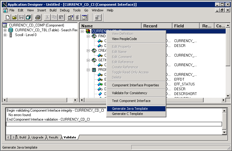 Option to generate Java runtime template in Application Designer