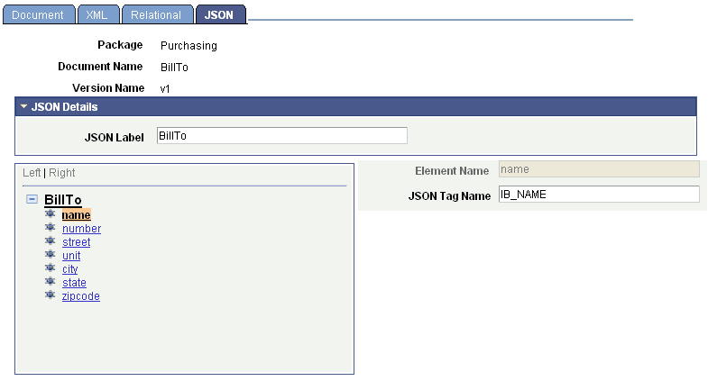 Document Builder - JSON page