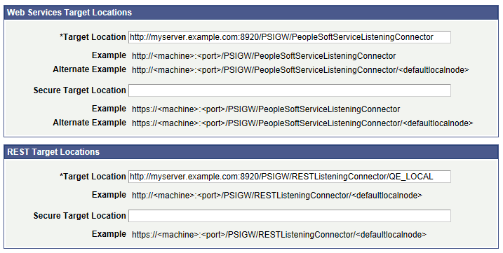 Target Locations page