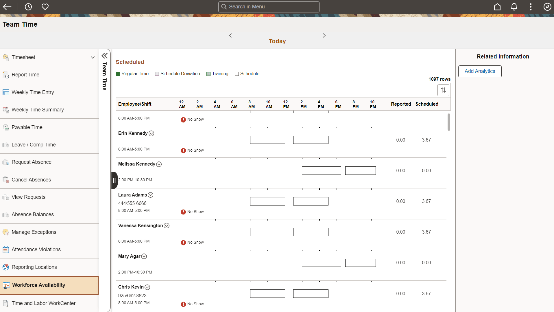 Slide-out left panel in a open state