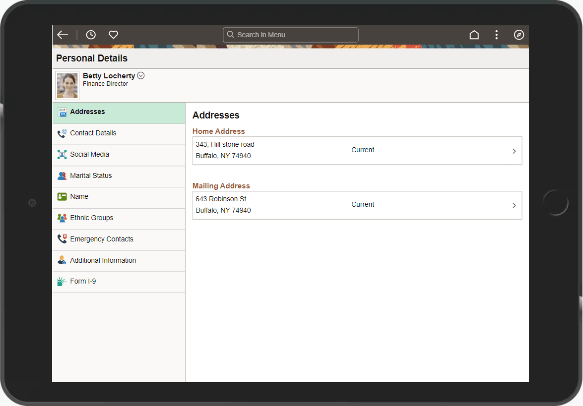 Fluid page displayed on a tablet