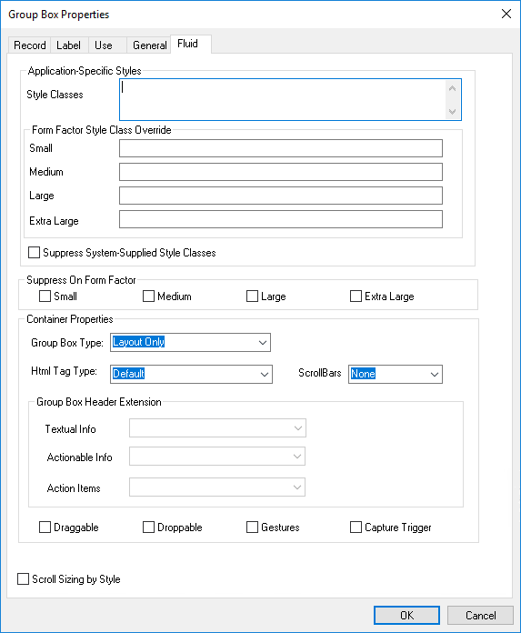 Fluid tab of the Group Box Properties dialog box