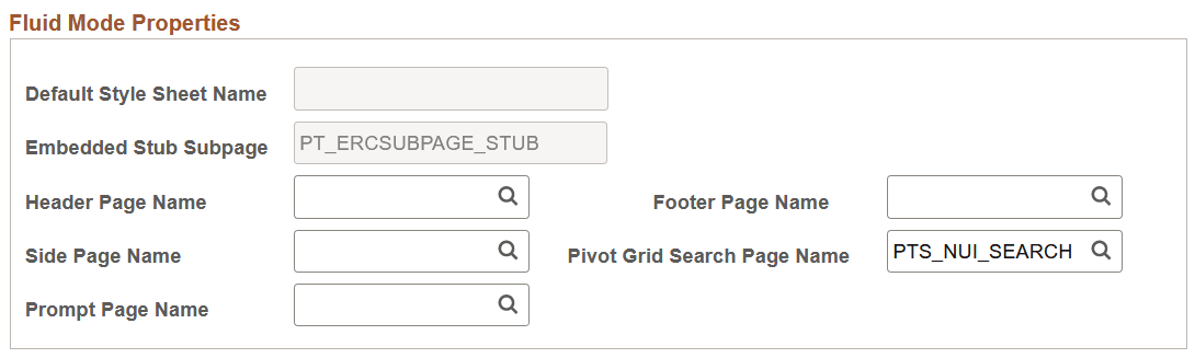 PeopleTools Options page: Fluid Mode Properties