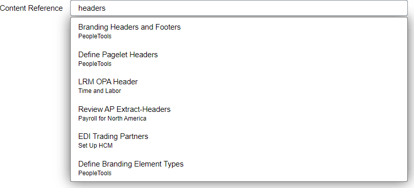 Example of the suggestions search box