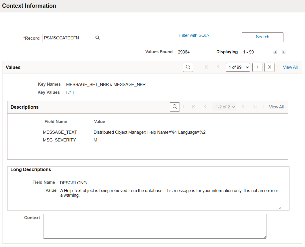 Context Information page