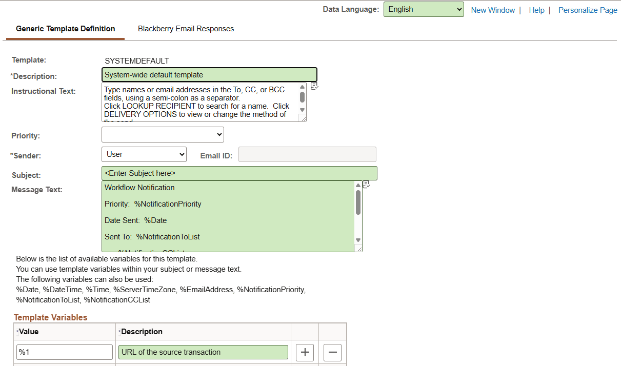 A page with multi-language entry enabled
