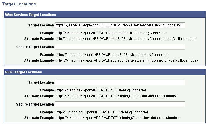 Target Locations page