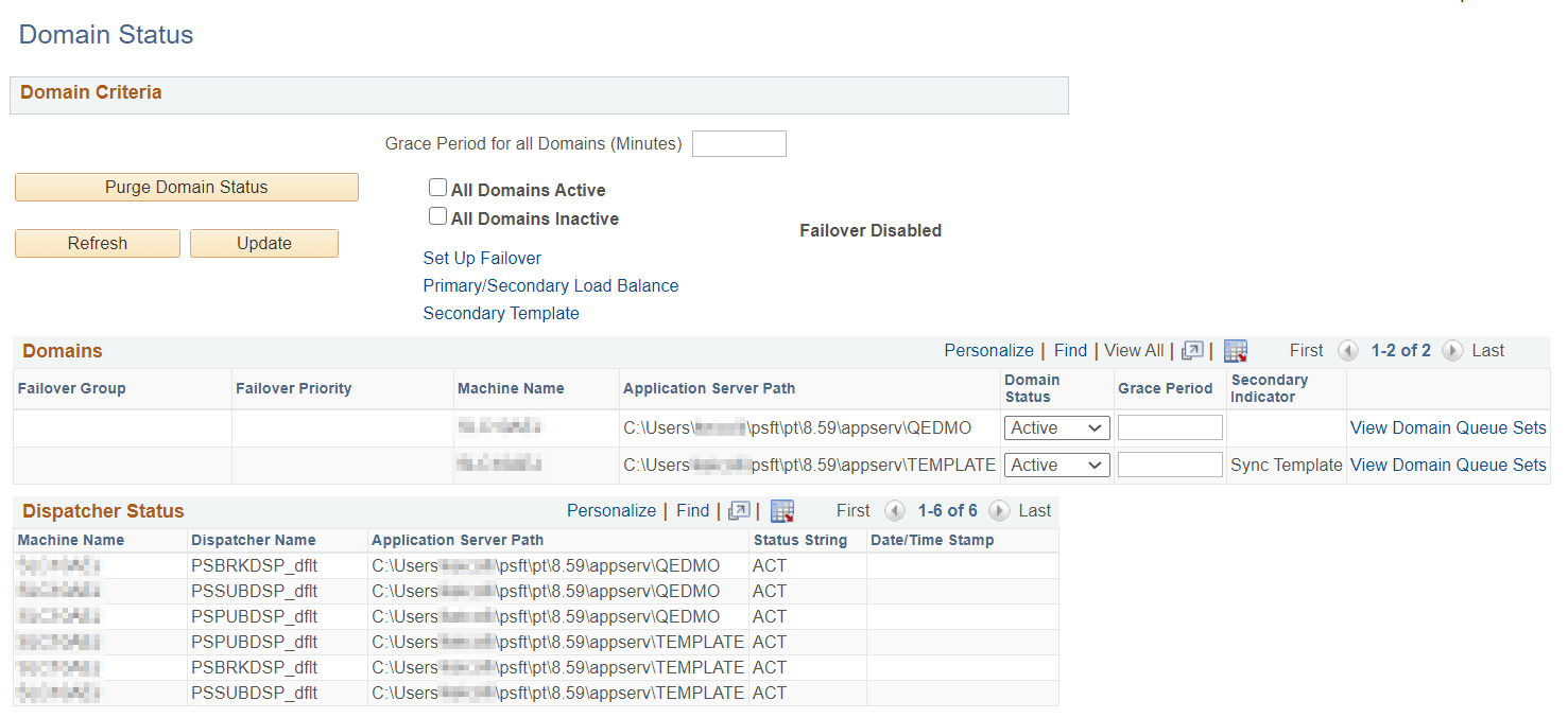 Domain Status page - Secondary Indicator