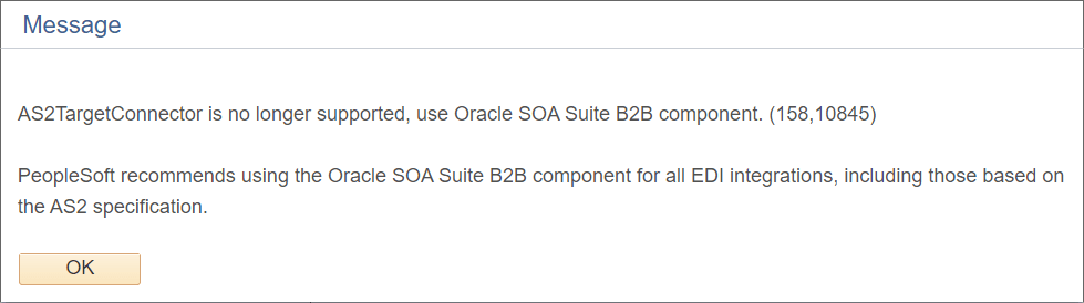 Error message for AS2 Connector