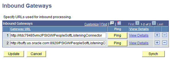 Inbound Gateways page