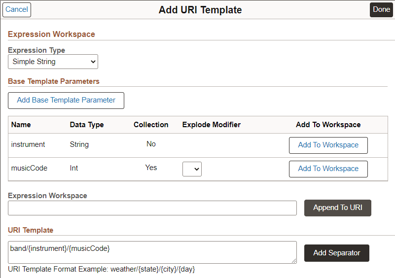 Example URI Template