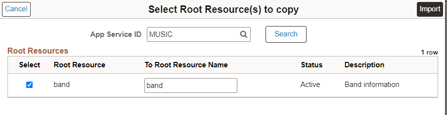 Select Root Resource(s) to copy page