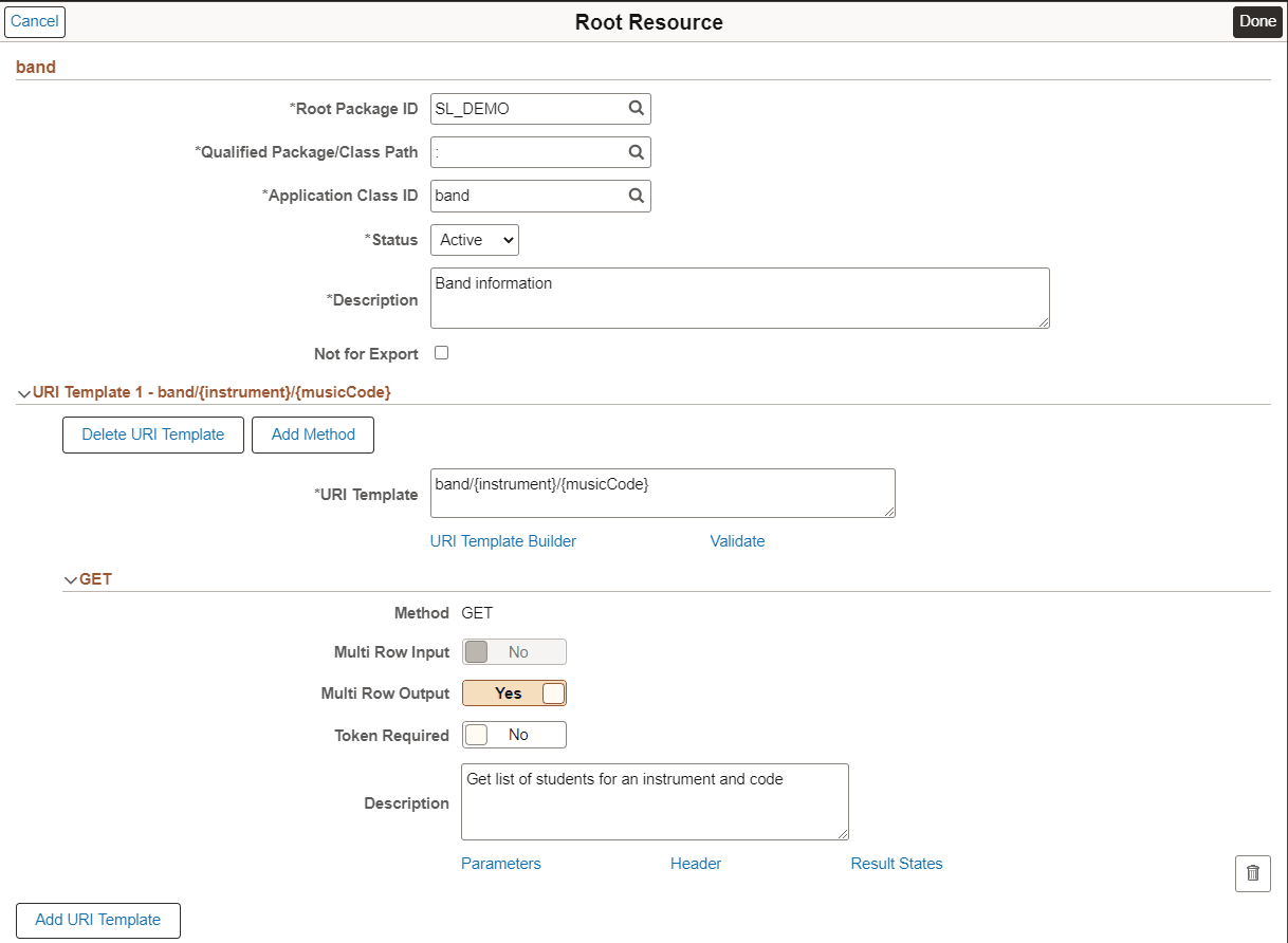 Root Resource with URI Template Method