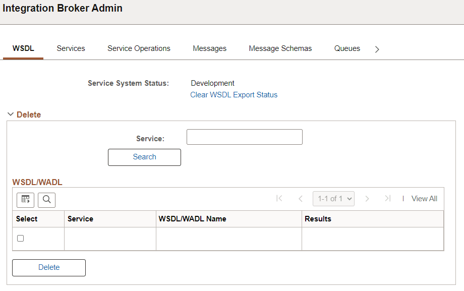 Integration Broker Admin - WSDL page