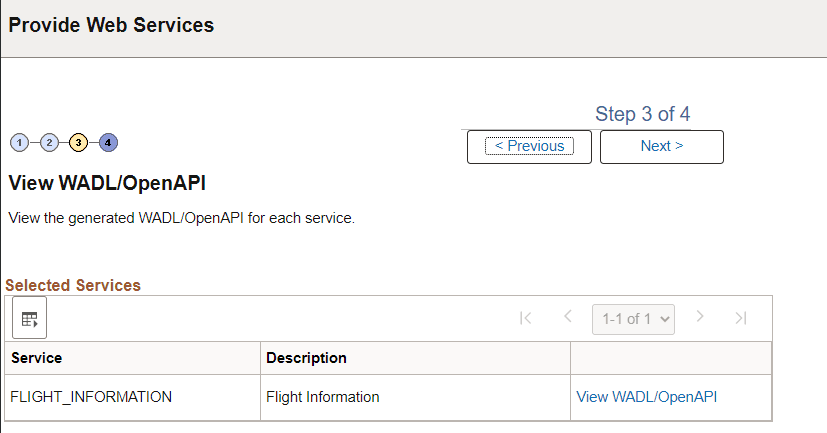 View WADL/OpenAPI page for OpenAPI REST Service