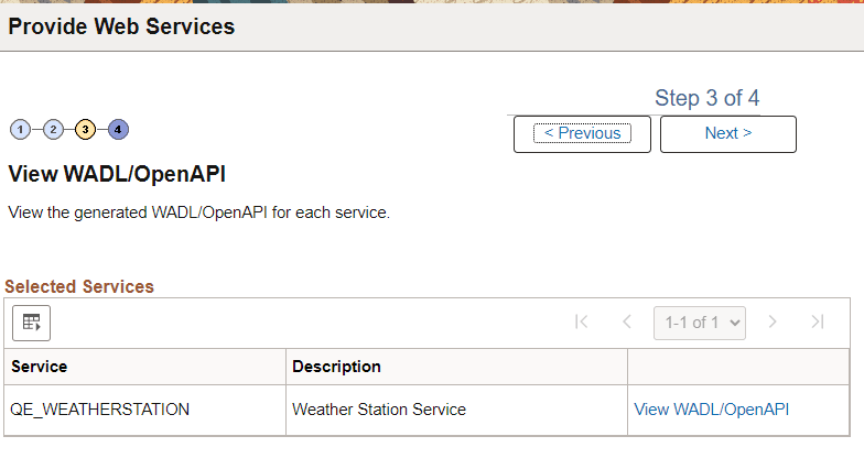 View WADL/OpenAPI page