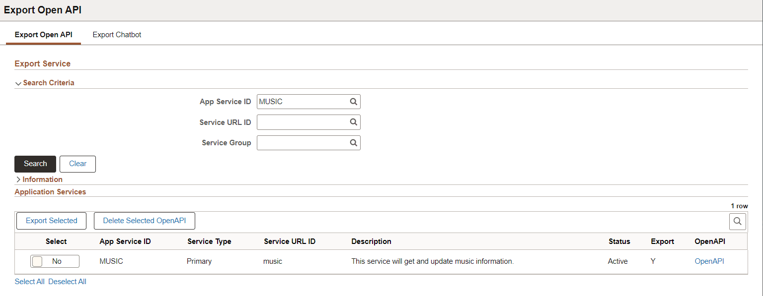 Example Exported Application Service