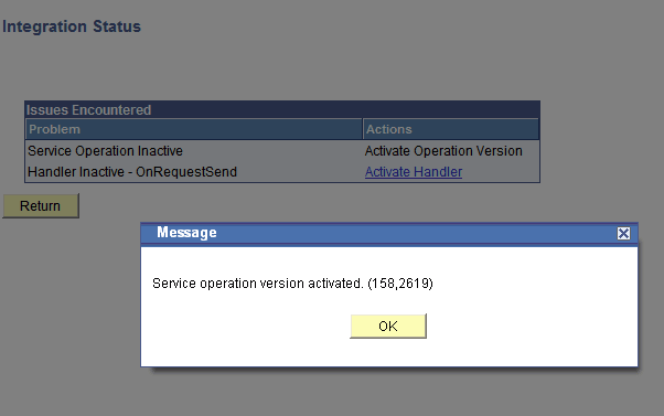 Integration Status page
