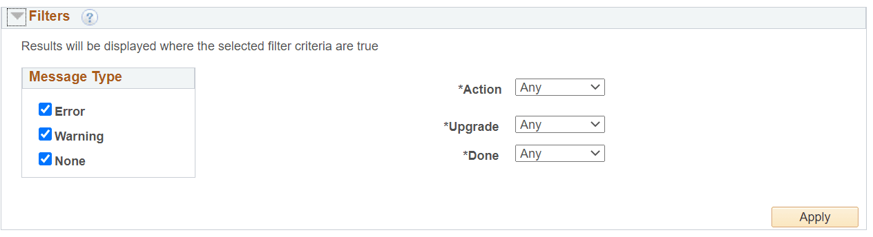 Filters section expanded