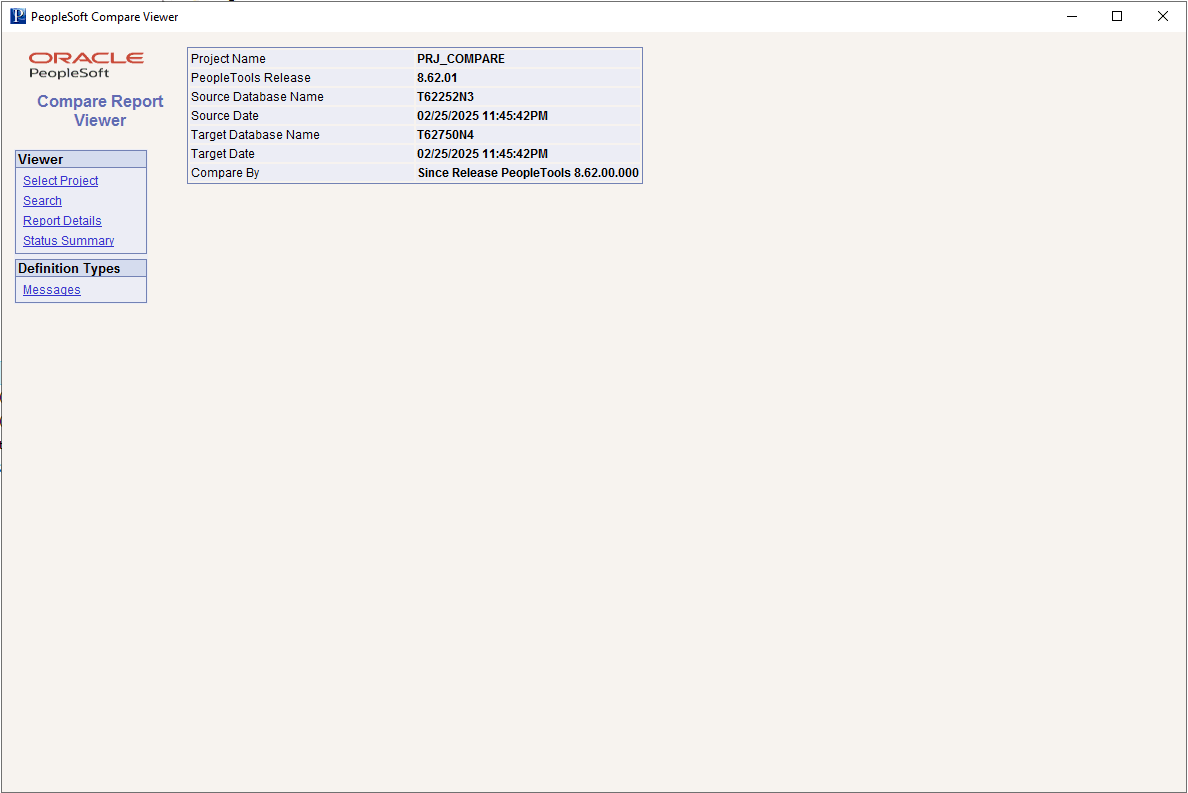 PeopleSoft Compare Report Viewer
