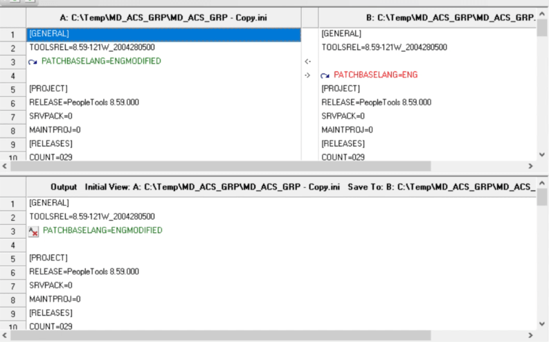 Merge interface for a text definition