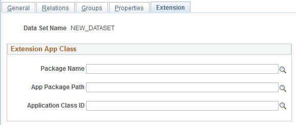 Data Set Designer - Extension page