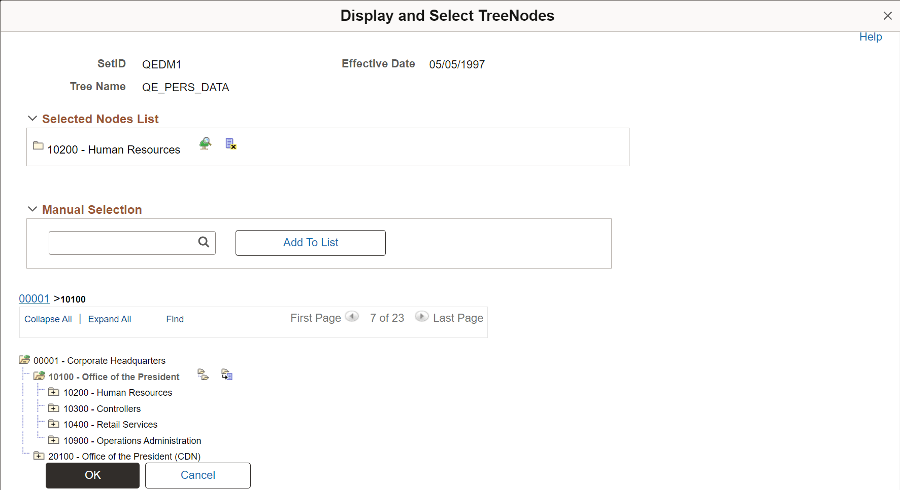 Tree Viewer secondary page with multi-node selection
