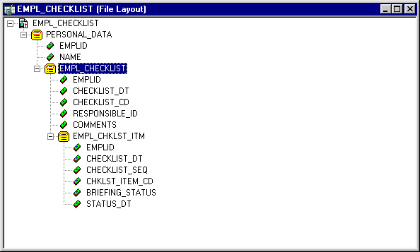 Example File Layout definition (EMPL_CHECKLIST)