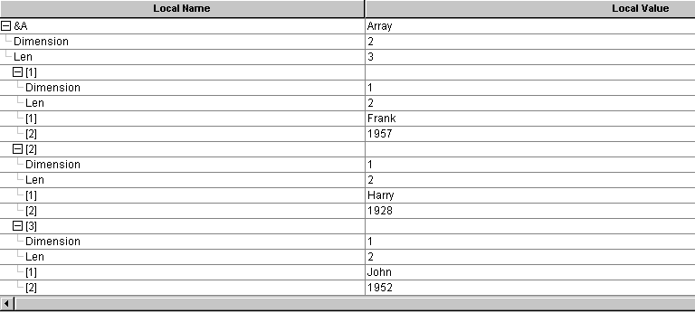 &&A expanded in PeopleCode debugger, showing code results