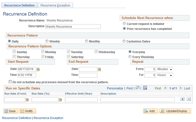 Recurrence Definition page