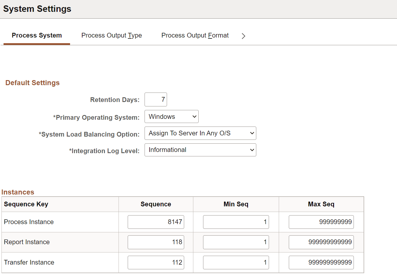 System Settings page