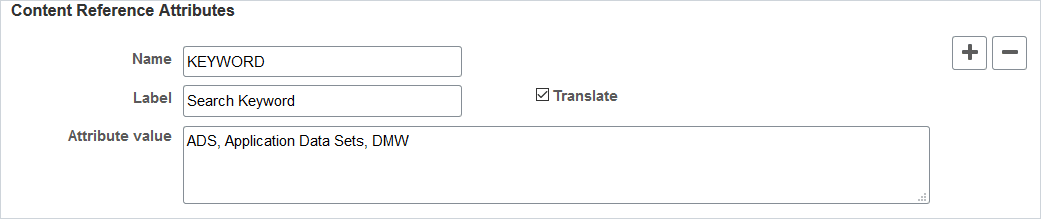 Content Reference Attributes group box