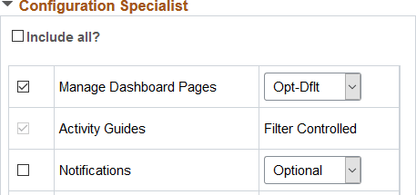 Homepage definition with TILEAPPFILTER configured